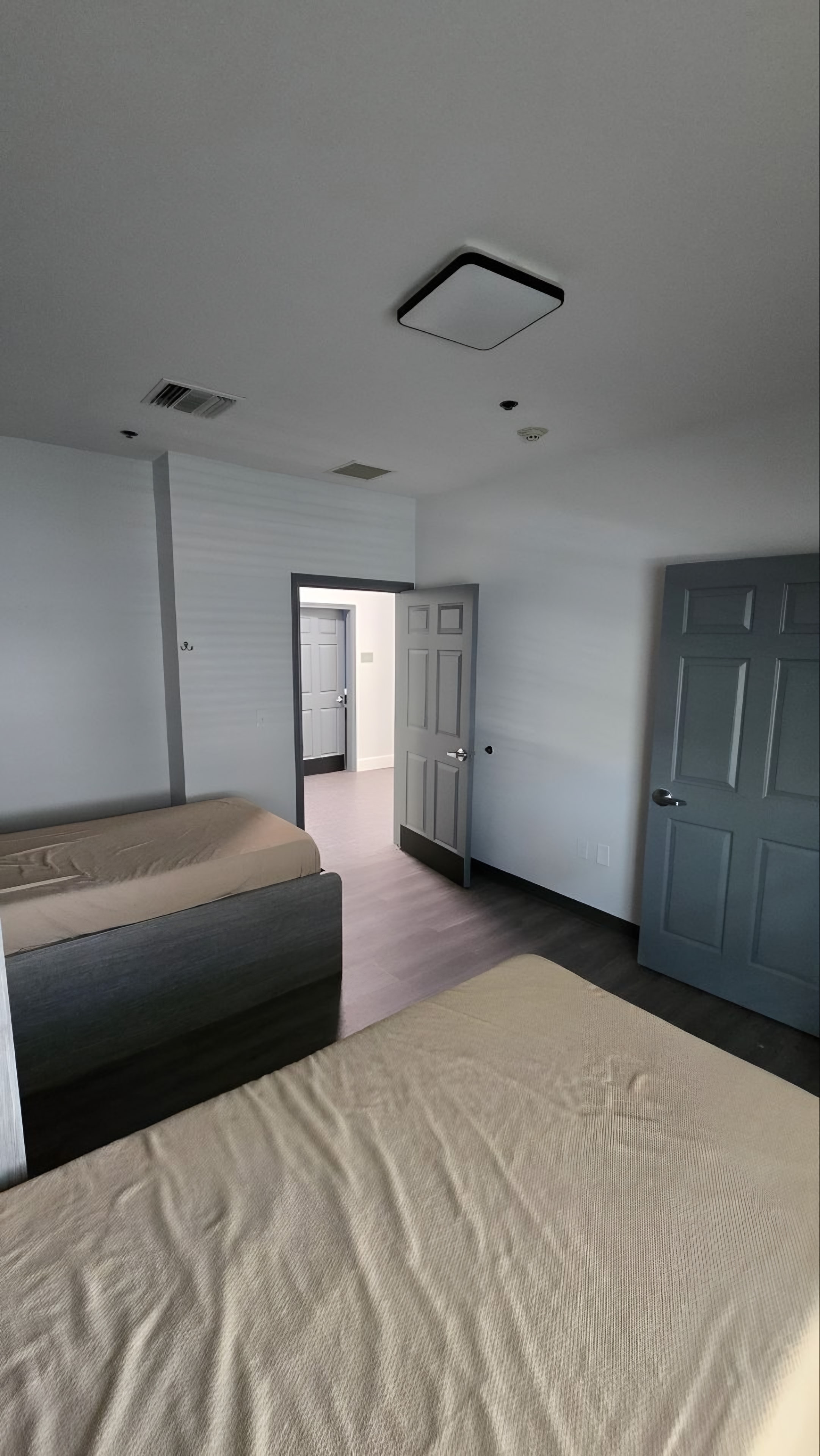 A resident bedroom with built-in storage